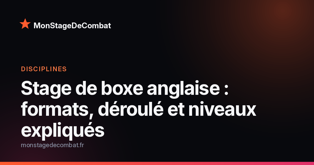 Visuel MonStageDeCombat : stage de boxe anglaise, formats et déroulé